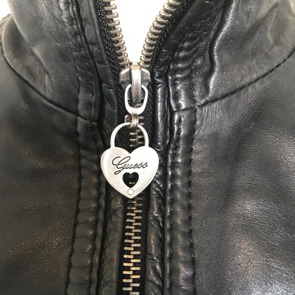 Guess Black genuine leather bomber jacket - Picture 7 of 8